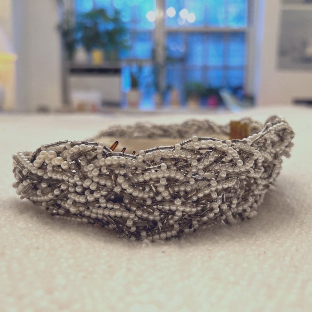 Suzanne Couture Millinery Wedding White and Silver Crystal Tiara